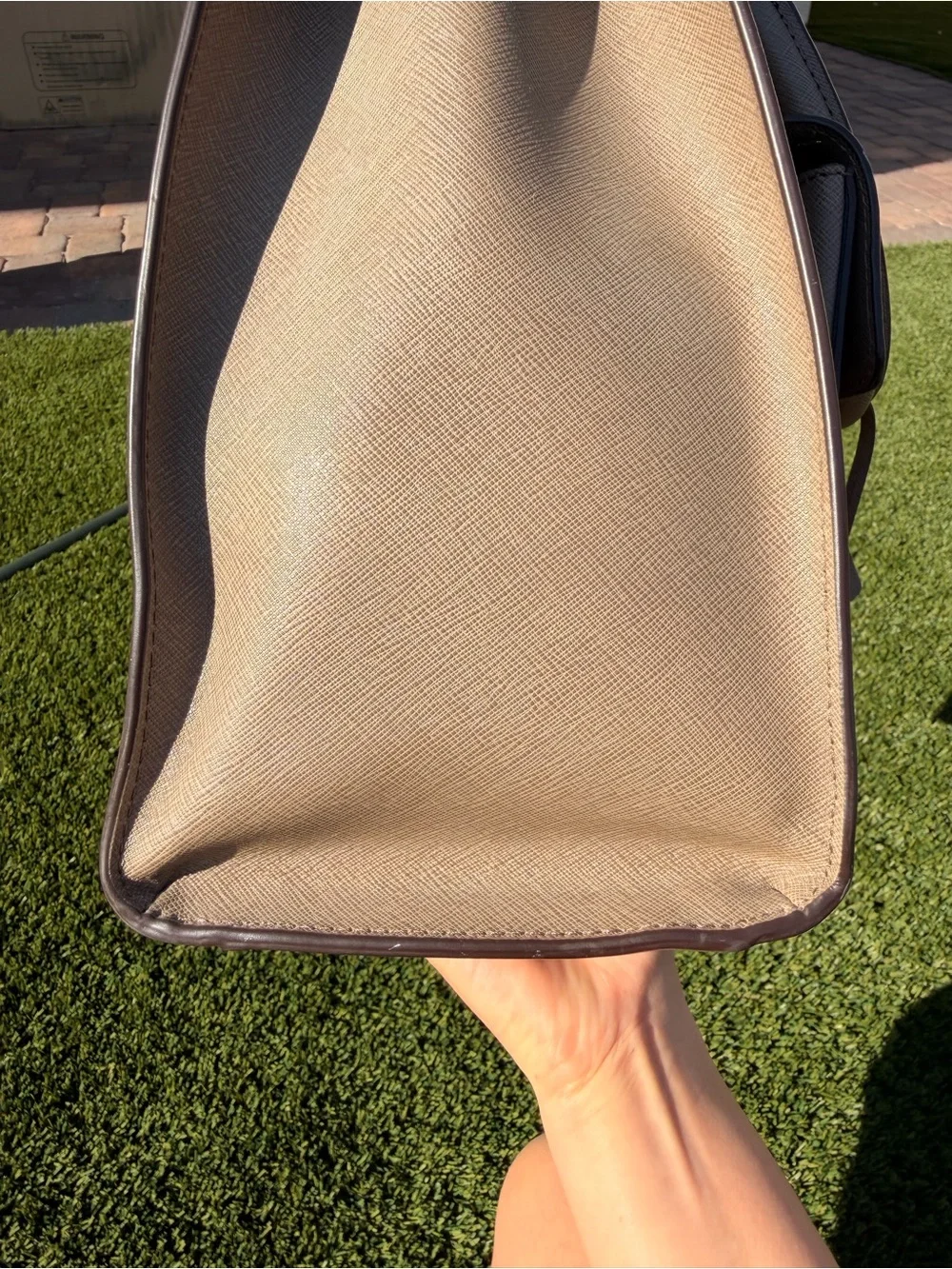 Michael Kors Taupe Saffiano Satchel with Gold Hardware